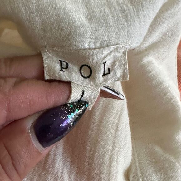 NWOT POL Waffle button up ivory tunic Sz L - Picture 3 of 5